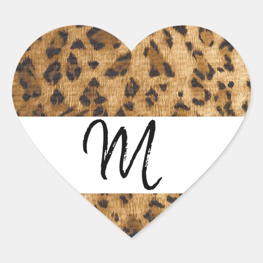 Leopard Print Mモノグラムイニシャル商品 ハートシール (正面)