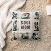 Leopard Print Mom クール 8フォトコラージンググレー クッション (ブランケット)