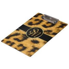 Leopard Print Monogramエレガントスクリプト – クリップボード