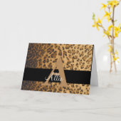 Leopard Print Monogram Aイニシャルサンキュー、メモ カード (黄色い花)