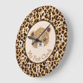 Leopard Print My First ラージ壁時計 (傾斜)
