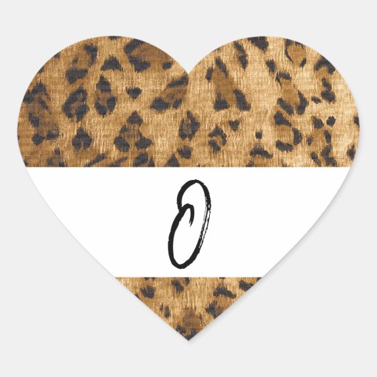 Leopard Print Oモノグラムイニシャル商品 ハートシール (正面)
