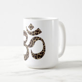 Leopard Print Om Symbol 15oz Coffee Magの名前 コーヒーマグカップ (正面右)