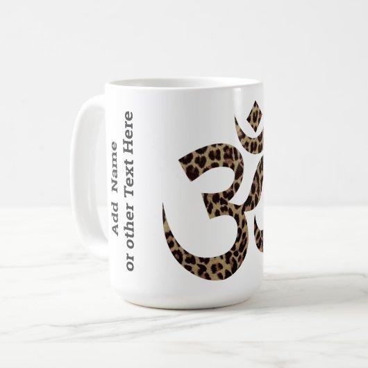 Leopard Print Om Symbol 15oz Coffee Magの名前 コーヒーマグカップ (正面左)