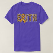 Leopard Print Orange Ribbon FAITH ADHD Awareness P Tシャツ (デザイン正面)
