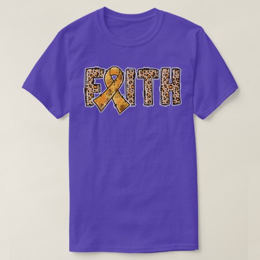 Leopard Print Orange Ribbon FAITH ADHD Awareness P Tシャツ (デザイン正面)