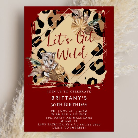 Leopard Print Party Animal Wild Jungle Birthday 招待状