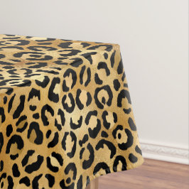 Leopard Print Pattern (金ゴールドとブラック) テーブルクロス