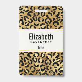 Leopard Print Pattern (金ゴールドとブラック) バッジ