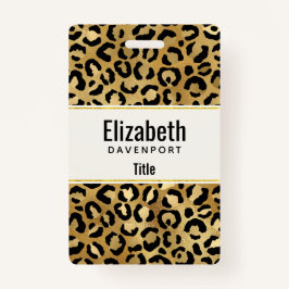 Leopard Print Pattern (金ゴールドとブラック) バッジ