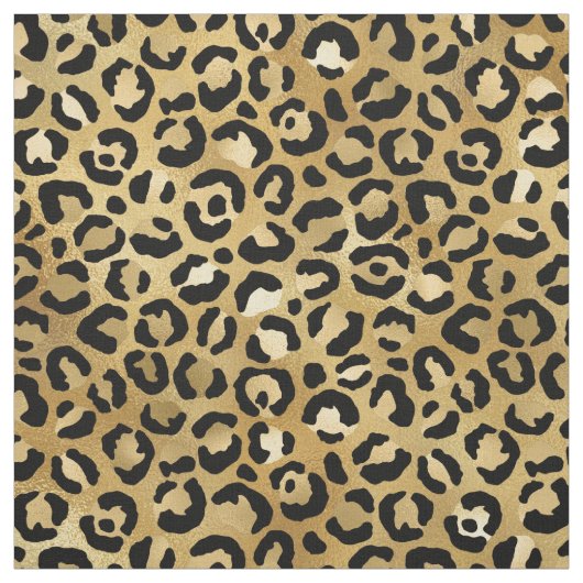 Leopard Print Pattern (金ゴールドとブラック) ファブリック (見本)