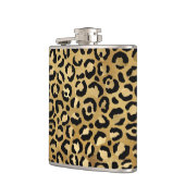Leopard Print Pattern (金ゴールドとブラック) フラスク (左)