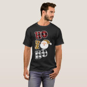 Leopard Print Pattern Ho Ho Ho Buffalo Plaid Chris Tシャツ (正面フル)