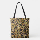 Leopard Print Pattern in金ゴールドとBlack Monogram トートバッグ (裏面)