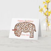 leopard print personal greeting cardの象 カード (黄色い花)