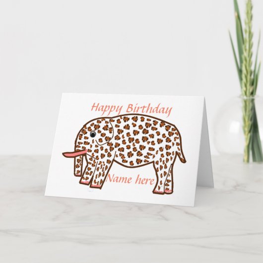 leopard print personal greeting cardの象 カード (正面)