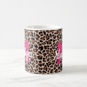 Leopard Print Personalize Nameホットピンクコーヒーマグ コーヒーマグカップ (中央)