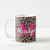 Leopard Print Personalize Nameホットピンクコーヒーマグ コーヒーマグカップ (左)