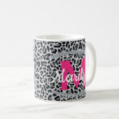 Leopard Print Personalize Name Diamondsコーヒーマグ コーヒーマグカップ (正面右)