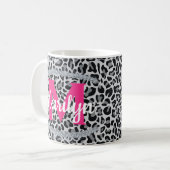 Leopard Print Personalize Name Diamondsコーヒーマグ コーヒーマグカップ (正面左)