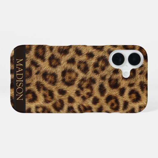 Leopard Print Phone Case Custom Name iPhone 16ケース (裏面横)