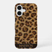 Leopard Print Phone Case Custom Name iPhone 16ケース (裏面)