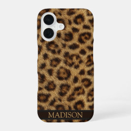 Leopard Print Phone Case Custom Name iPhone 16ケース
