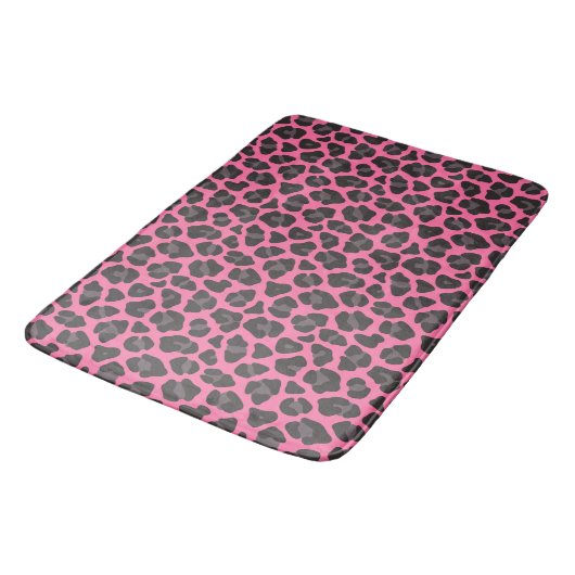 Leopard Print Pink Grey バスマット (アングル)