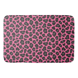 Leopard Print Pink Grey バスマット