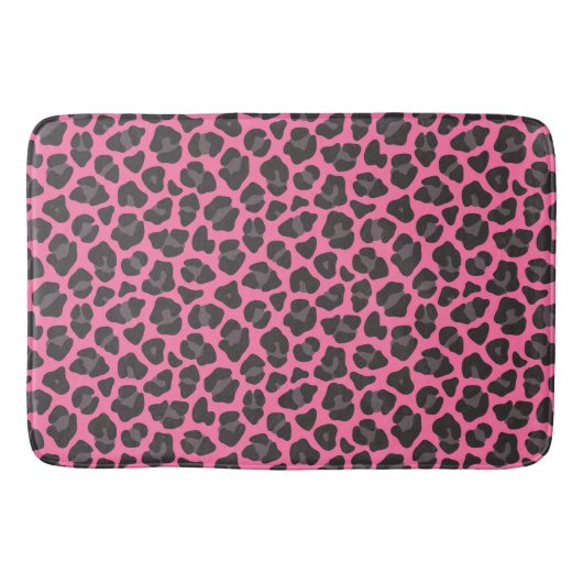 Leopard Print Pink Grey バスマット (正面)