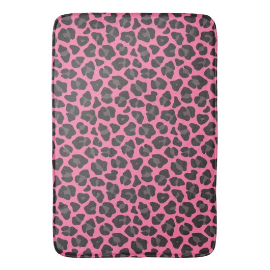 Leopard Print Pink Grey バスマット (正面縦)