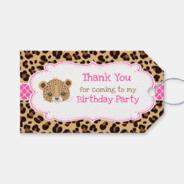 Leopard Print Pink Quatre foil 'Thank You'ラベル ギフトタグ