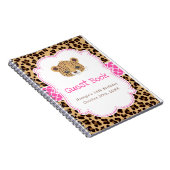 Leopard Print Pink Quatrefoil Birthday Guest Book ノートブック (右側)