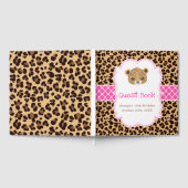 Leopard Print Pink Quatrefoil Birthday Party ゲストブック (全面)