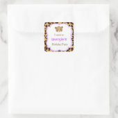 Leopard Print Purpleクローバー'I went' スクエアシール (バッグ)