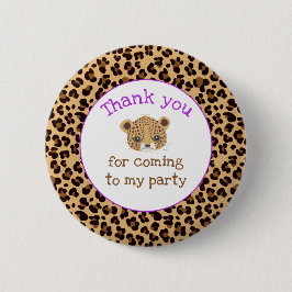 Leopard Print Purpleクローバー'Thank you' 缶バッジ