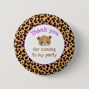 Leopard Print Purpleクローバー'Thank you' 缶バッジ
