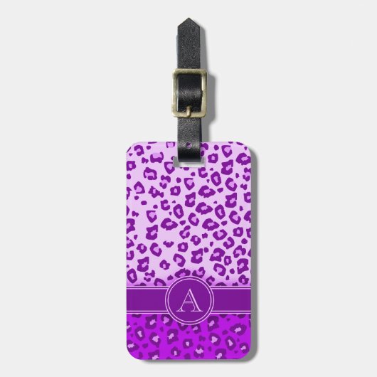 Leopard print purple monogramラゲージタグ ラゲッジタグ (正面縦)