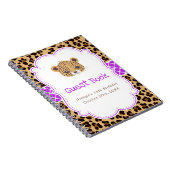 Leopard Print Purple Quatrefoil Birthda Guest  ノートブック (右側)