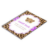 Leopard Print Purple Quatrefoil Birthda Guest  ノートブック (左側)