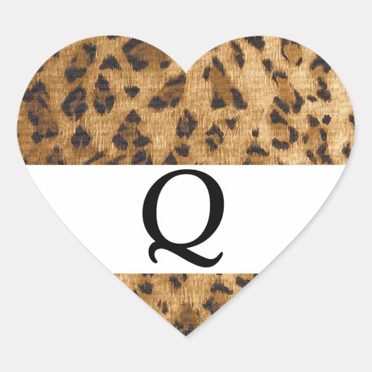 Leopard Print Qモノグラムイニシャル商品 ハートシール (正面)