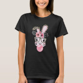 Leopard Print Rabbit Bunny Blowing Bubble Gum East Tシャツ (正面)