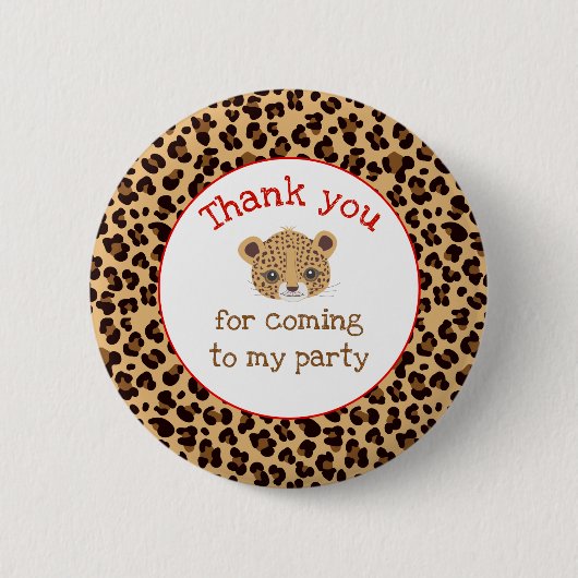 Leopard Print Redクローバー'Thank you' 缶バッジ (正面)