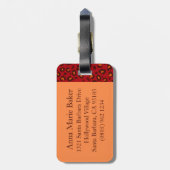 Leopard print red brown monogramラゲージタグ ラゲッジタグ (裏面縦)