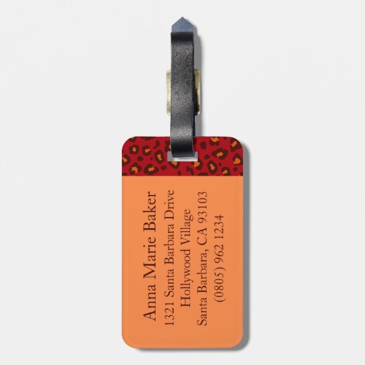 Leopard print red brown monogramラゲージタグ ラゲッジタグ (裏面縦)