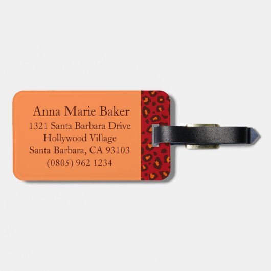 Leopard print red brown monogramラゲージタグ ラゲッジタグ (裏面横)