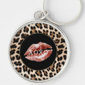 Leopard Print Red Lips XOXO キーホルダー (正面)