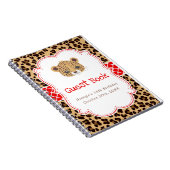 Leopard Print Red Quatrefoil Birthday Guest Book ノートブック (右側)