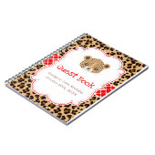 Leopard Print Red Quatrefoil Birthday Guest Book ノートブック (左側)