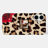 Leopard Print Red Rose Mr.And Mrs.文字写真 Case-Mate iPhoneケース (裏面 (横))